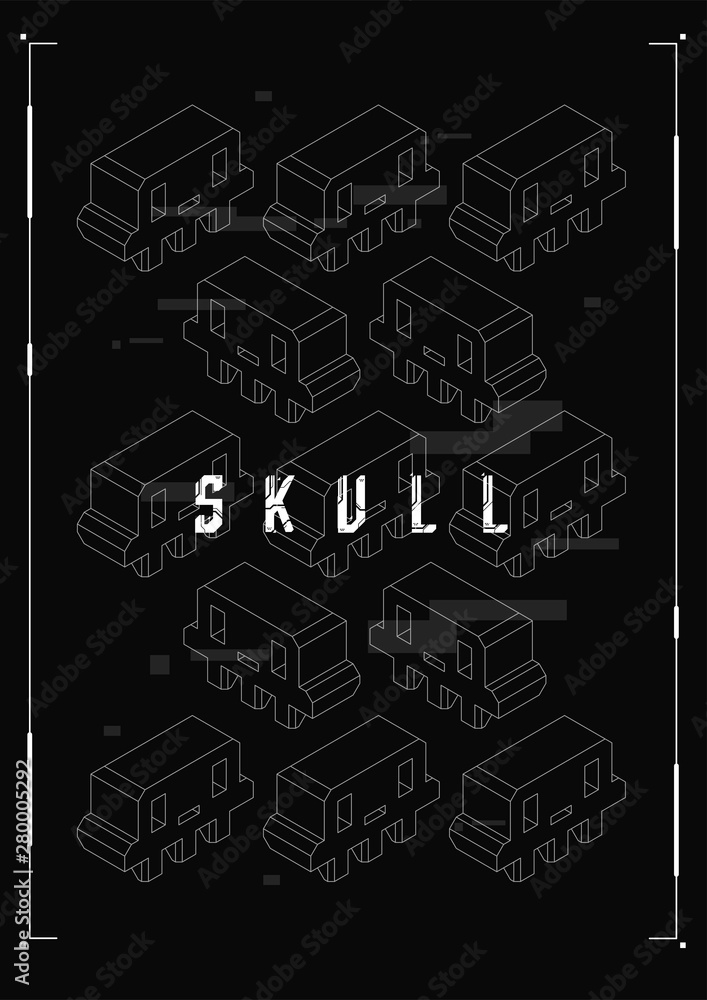 Futuristic poster with HUD elements. Template for web and print. Brochure and flyer Layout. Skull composition. Futuristic poster with HUD elements. Template for web and print. Brochure and flyer Layout. Skull composition.