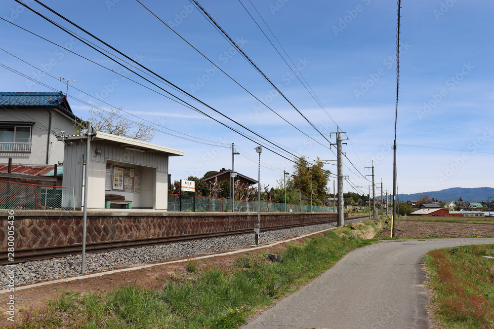 JR飯田線赤木駅前の風景(長野県伊那市),akagi station,iida line,ina city,nagano pref,japan JR飯田線赤木駅前の風景(長野県伊那市),akagi station,iida line,ina city,nagano pref,japan