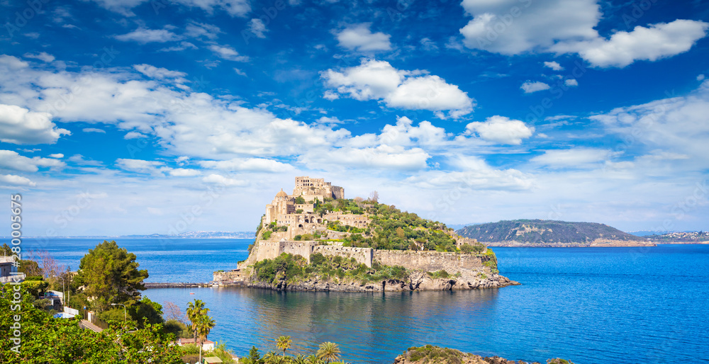 Aragonese Castle is most visited landmark near Ischia island, Italy