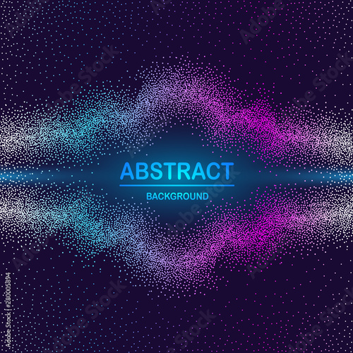 Dynamic abstract scattering particles background made of colored neon specks