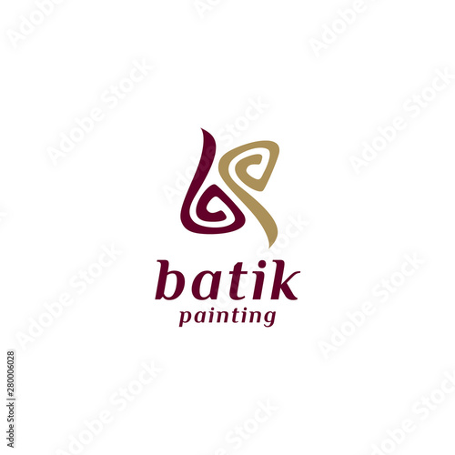 Initials  B and P Monogram BP Batik Paint Traditional Tribal Logo Design