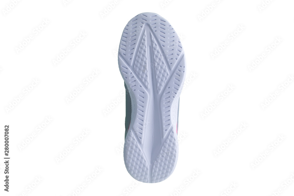 White rubber sole with sneakers on a white background. White rubber sole with sneakers on a white background.