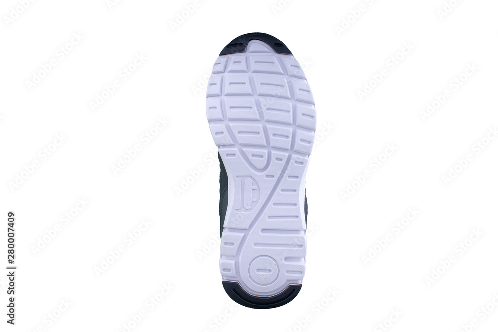 White-gray rubber sole with sneakers on a white background. White-gray rubber sole with sneakers on a white background.