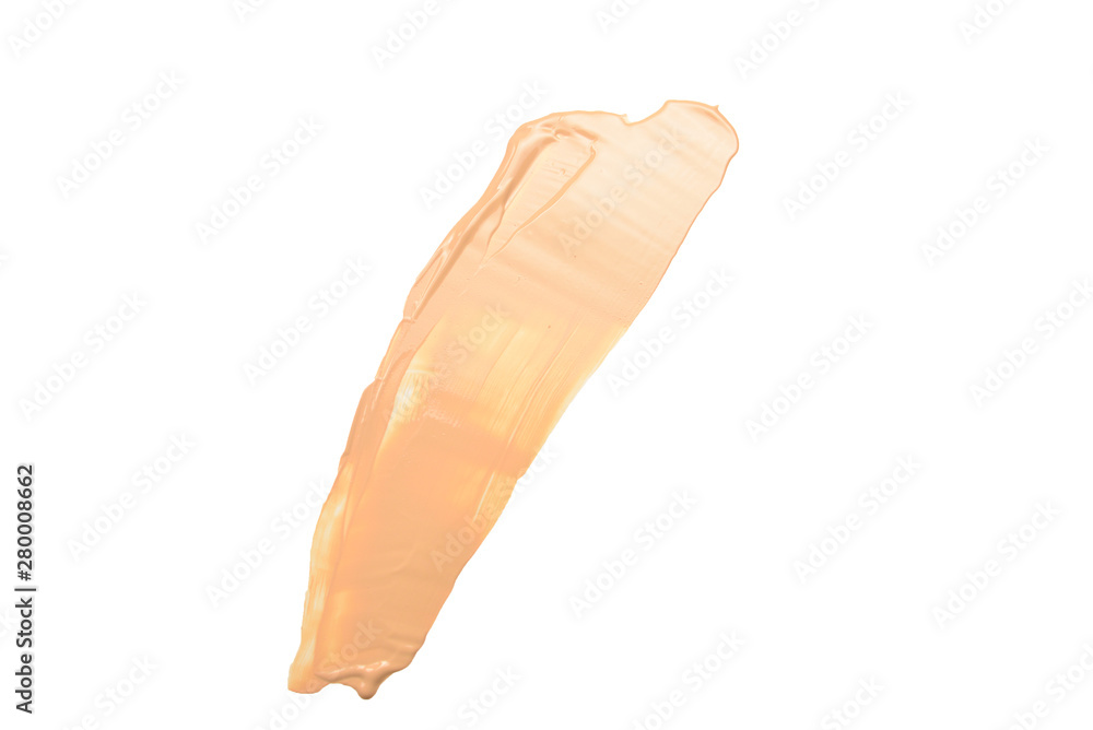 Liquid foundation smudge isolated on white background. Close Up of makeup cream sample. Liquid foundation smudge isolated on white background. Close Up of makeup cream sample.