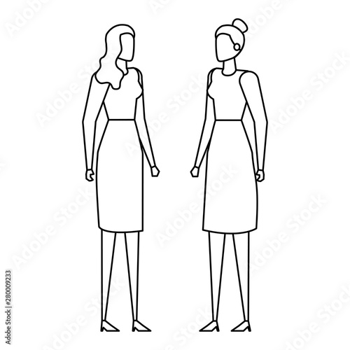 elegant young businesswomen avatars characters