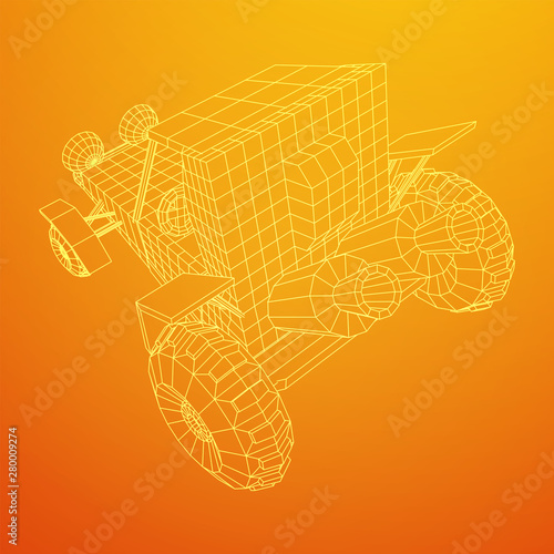 Off road dune buggy car. Terrain vehicle. Outdoor car racing, extreme sport oncept. Wireframe low poly mesh vector illustration
