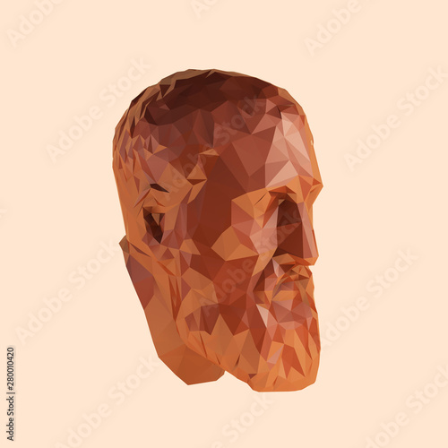 Clay Zeno, Founder of Stoicism on Isolated Background. Brown Shiny Low Poly Vector 3D Rendering