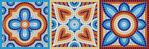 Canvas Print Ancient mosaic ceramic tile pattern.