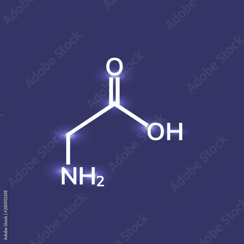 Glycine chemical formula on blue background