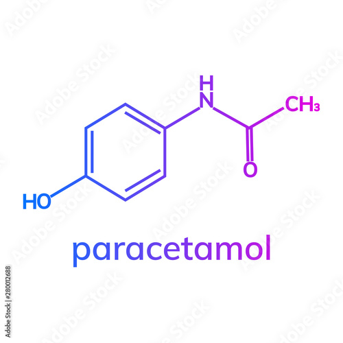 Paracetamol chemical formula on white background