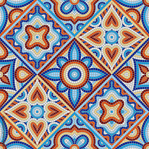 Ancient mosaic ceramic tile pattern.