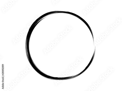 Isolated grunge circle on a white background.Black circle made of black ink.Isolated marking element.