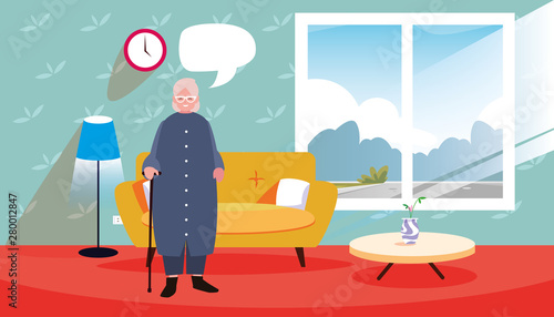 cute grandma in the living room home