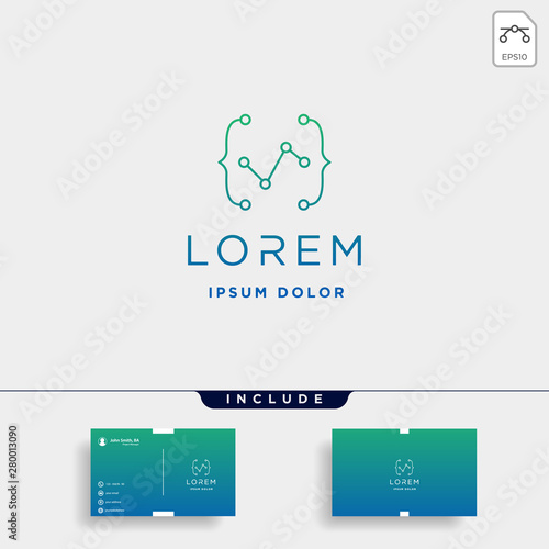coding digital logo design template vector lineart