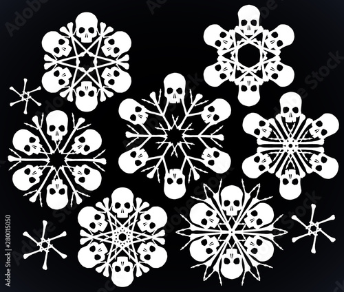 Skulls and bones jolly snowlakes