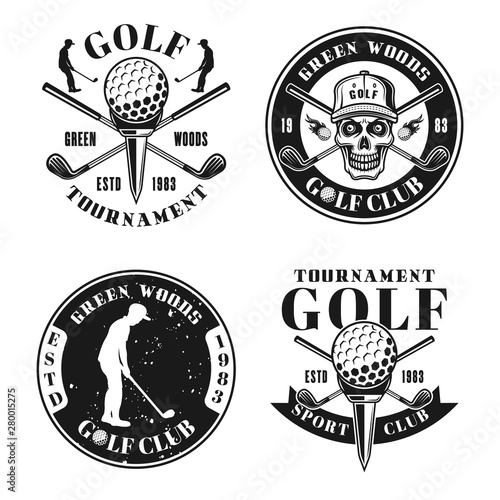 Golf four vector monochrome vintage emblems