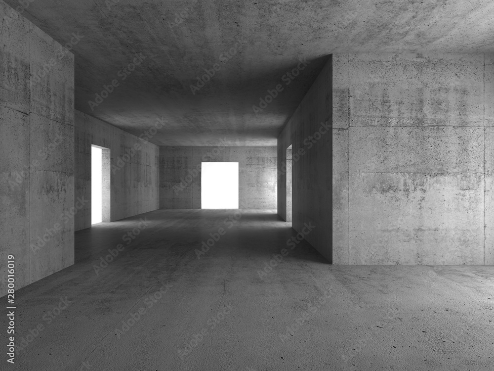 Fototapeta Abstrakta korytarza pusty betonowy wnętrze