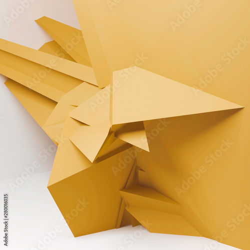 Abstract chaotic yellow polygonal structure