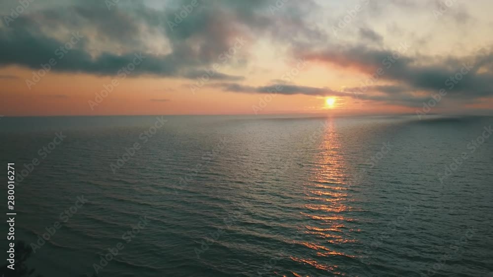 Sunset near coastline Baltic sea Jurkalne Aerial view Latvia Sunset near coastline Baltic sea Jurkalne Aerial view Latvia