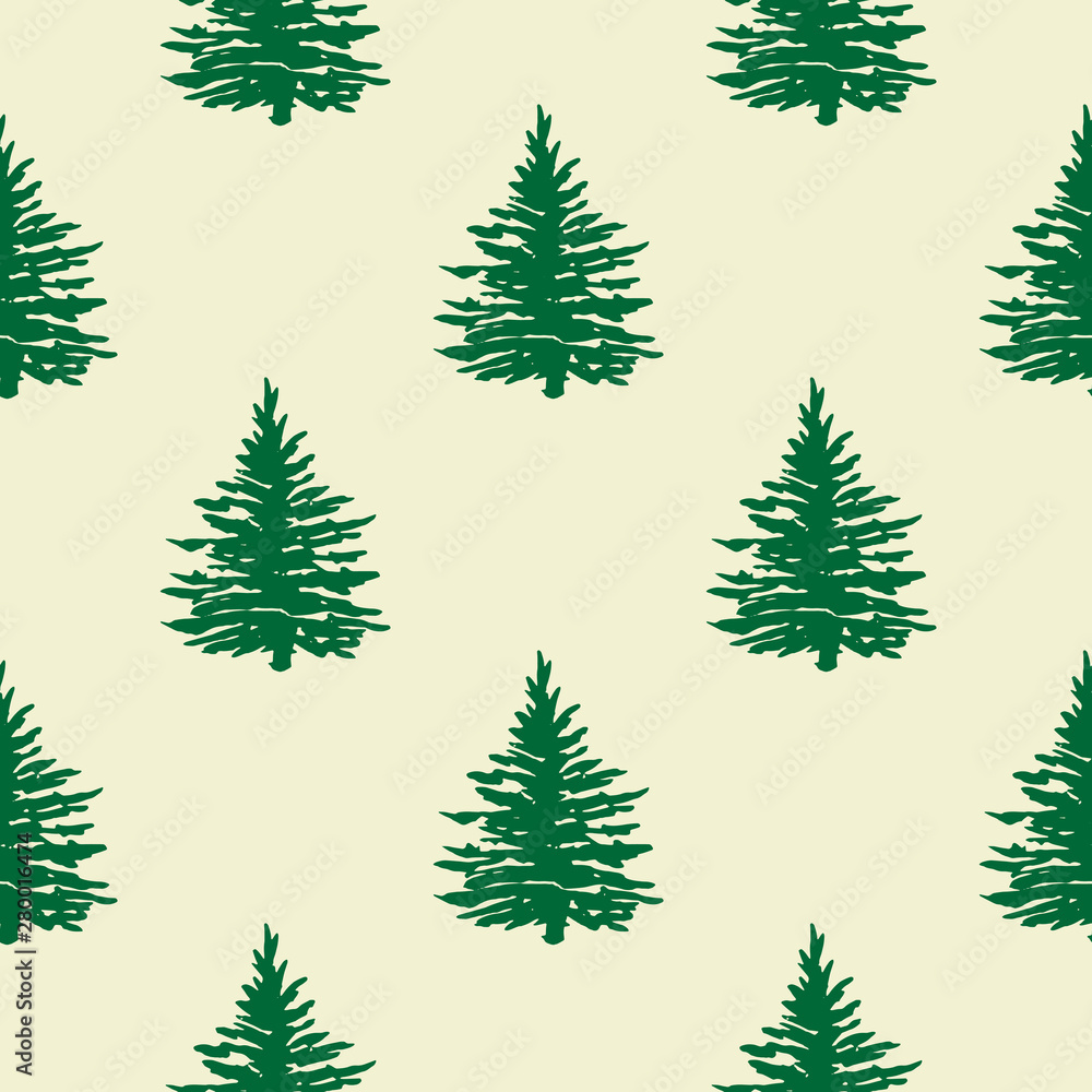 Obraz premium Forest trees silhouettes seamless pattern