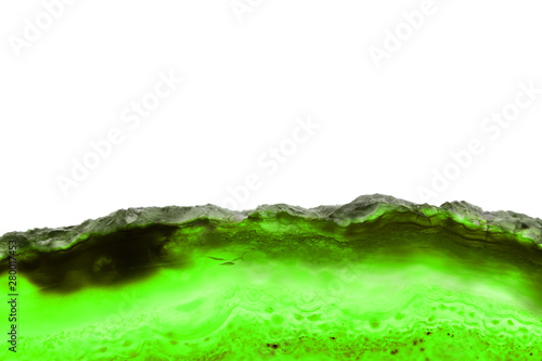 Abstract background, green mineral cross section isolated on white background