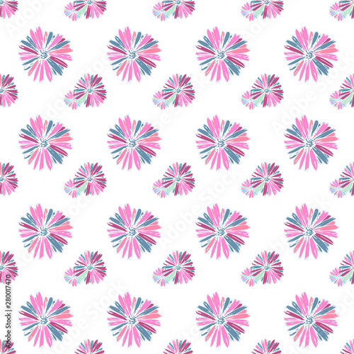 Color pink artsy chamomily in boho style pattern background. Abstract vector backdrop.