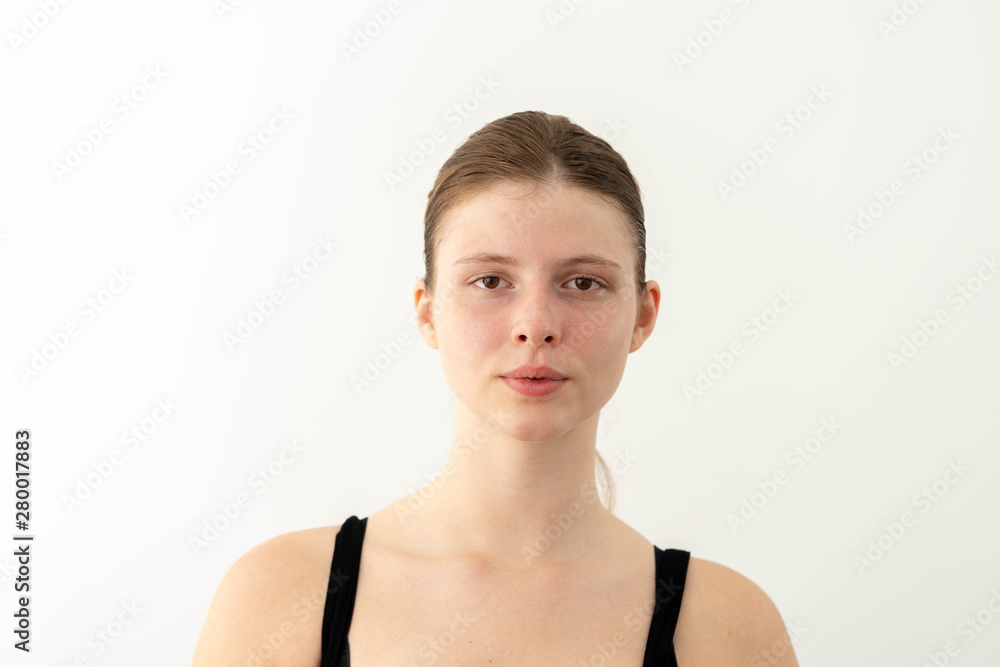 Young attractive model before make up. Tutorial. Blogger. Vlogger. Young attractive model before make up. Tutorial. Blogger. Vlogger.