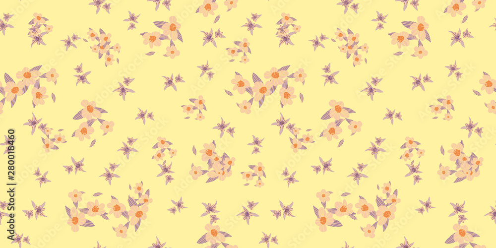 Vector pattern elementary usual fantasy flowers Colorful paisley wallpaper. Print design vector illustration.