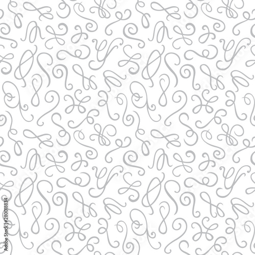 Seamless pattern. Gray hand drawn elements curls isolated on the white background. Texture for print, wallpaper, home decor, textile, package design
