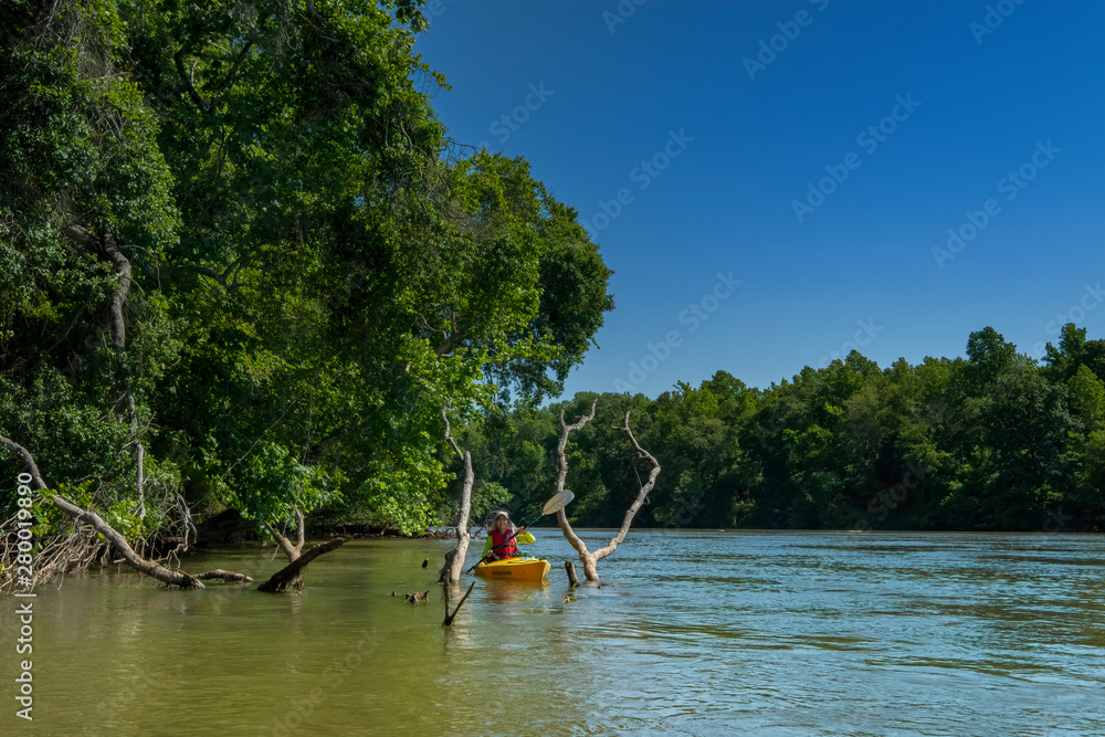 Kayaking on the Catawba River, Landsford Canal State Park, South Carolina