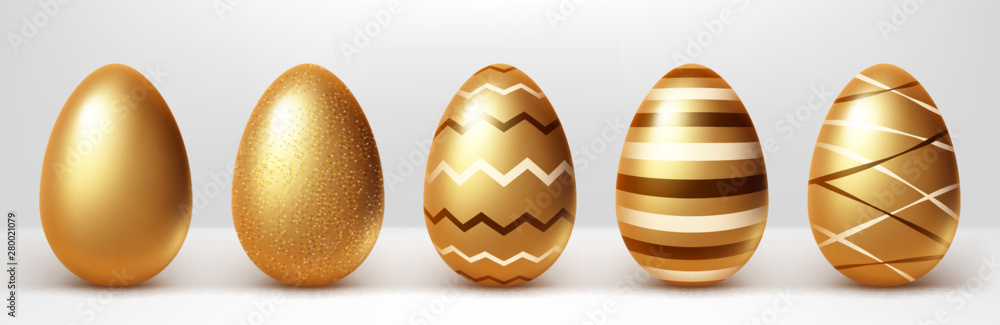 Foto Golden eggs realistic vector set illustration
