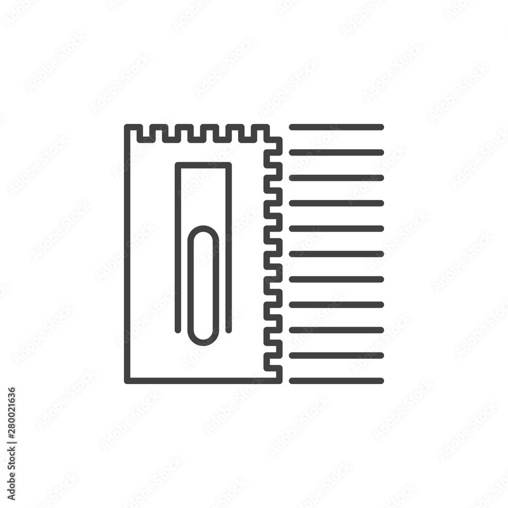Notched Trowel vector concept icon or symbol in outline style Notched Trowel vector concept icon or symbol in outline style
