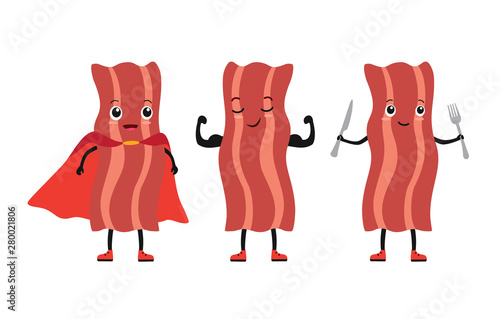 Funny stylized bacon. Vector illustration.