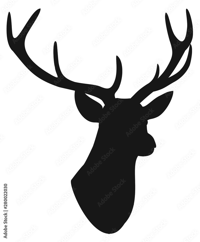 Deer head silhouette isolated on white background. Vector illustration ...