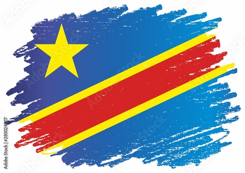 Flag of the Democratic Republic of the Congo. Template for award design, an official document with the flag of the Democratic Republic of the Congo. Bright, colorful vector illustration.