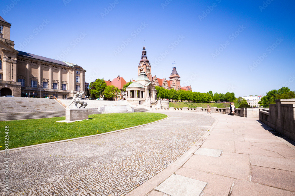 Szczecin in Poland.  Historic architecture of the old town - obrazy, fototapety, plakaty 