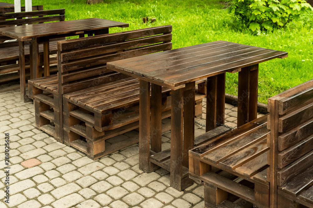outdoor garden furniture in the cafe building pallets