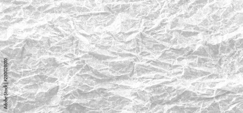 Background white crumpled paper panorama. View from above.