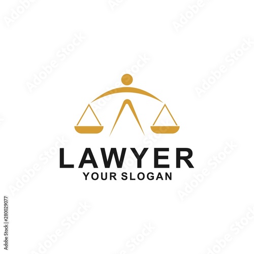 justice law logo design template. attorney logo with pillar and star shape illustration