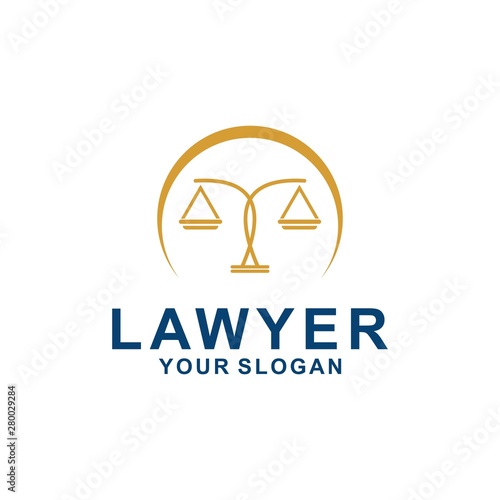 justice law logo design template. attorney logo with pillar and star shape illustration