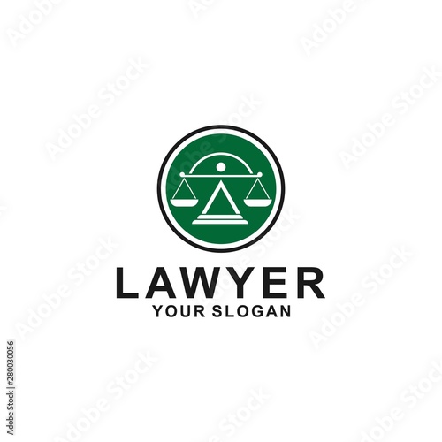 justice law logo design template. attorney logo with pillar and star shape illustration