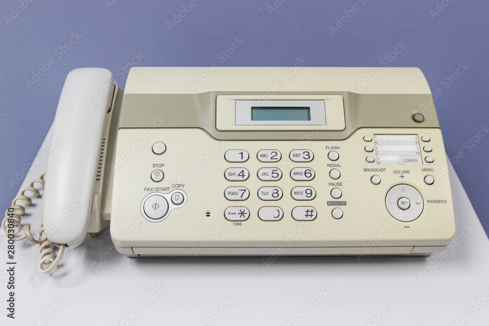 The fax machine for Sending documents in the office concept equipment needed in office The fax machine for Sending documents in the office concept equipment needed in office