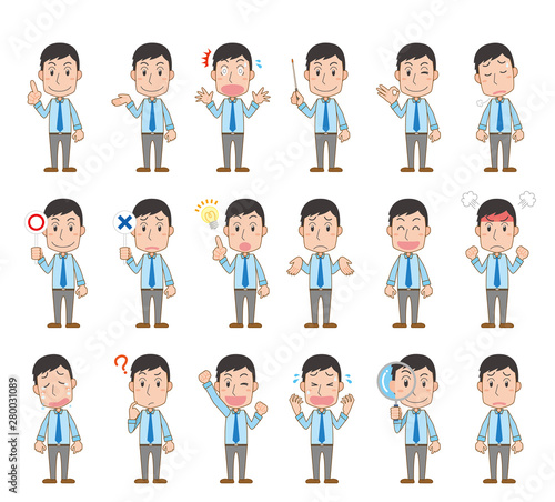 ワイシャツ　ネクタイ　会社員　男性サラリーマン　感情　表情　セット
