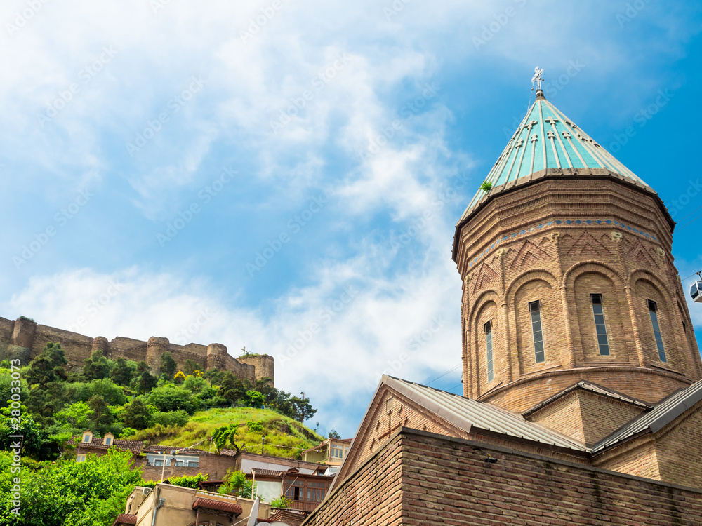 Armenian Saint George's Church, Narikala fortress in the background