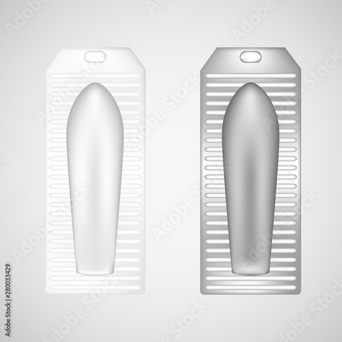 Suppository package set vector isolated on white. Rectal or vaginal treatment for hemorroids, thrush microbiome, std, immune system stimulation. Template for advertising posters, banners, presentation