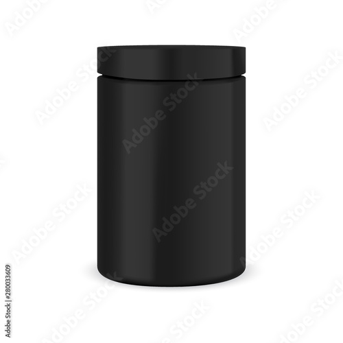 Vector Black Plastic Jar Mockup