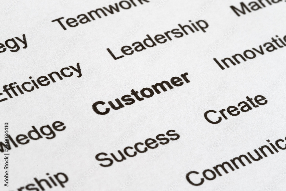 Customer Service Buzzwords on Printed Paper Customer Service Buzzwords on Printed Paper