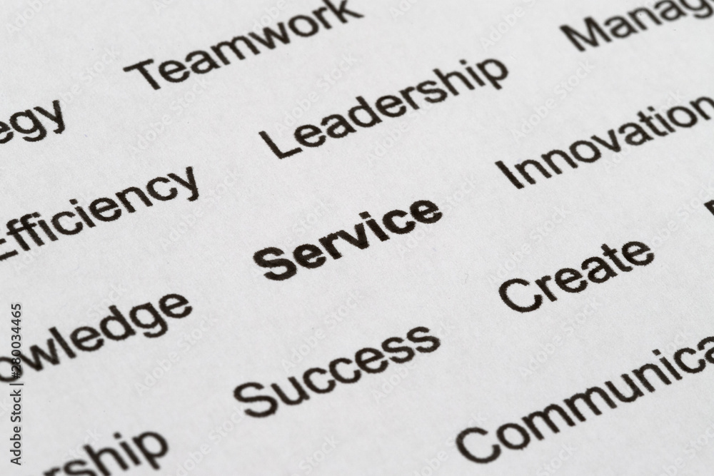 Customer Service Buzzwords on Printed Paper Customer Service Buzzwords on Printed Paper