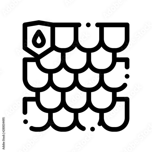 Waterproof Material Roof Vector Thin Line Icon. Waterproof Material Tile Quadrel Straddle, Industrial Use Linear Pictogram. Clothes, Moisture Absorbing Substance Contour Illustration