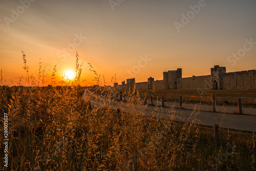 Summer sunset in Aigues Mortes in the Camargue
